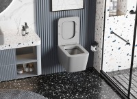 Унитаз подвесной Abber Rechteck AC1201MG безободковый, с микролифтом, матовый серый