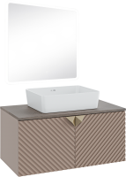 Мебель для ванной комнаты Runo Андорра 85 кашемир серый, дуб какао, раковина Tre 50