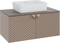 Мебель для ванной комнаты Runo Андорра 85 кашемир серый, дуб какао, раковина Tre 50