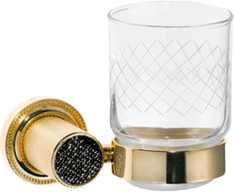 Стакан Boheme Royal Cristal Black Gold 10924-G-B настенный, золото
