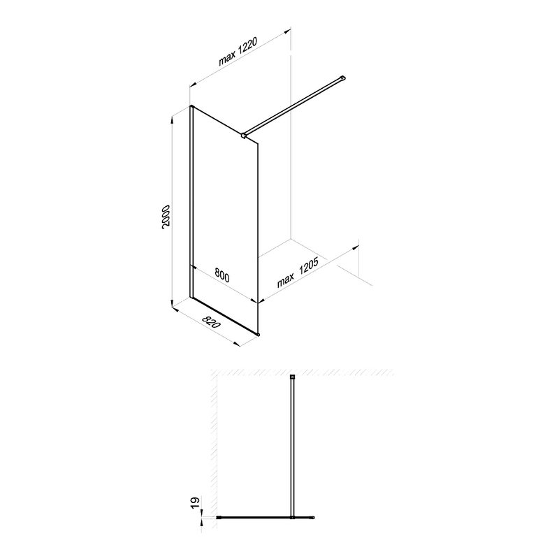 Душевая перегородка Triton Плано 200х80 см, хром глянец