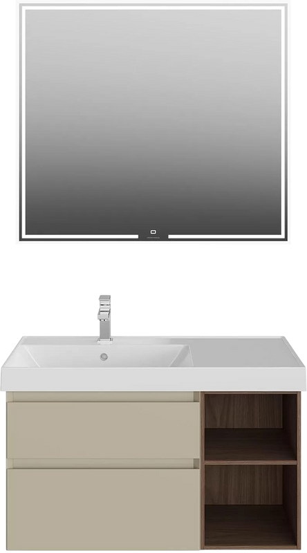 Мебель для ванной комнаты KERAMA MARAZZI Cubo 90, левая подвесная, лимо матовая, структурированный орех