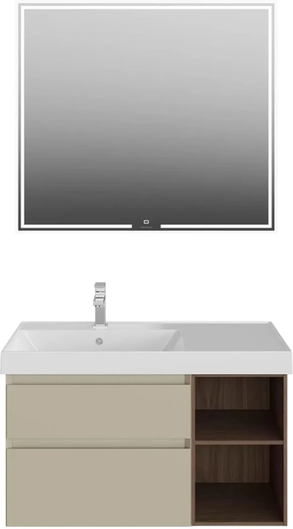 Мебель для ванной комнаты KERAMA MARAZZI Cubo 90, левая подвесная, лимо матовая, структурированный орех
