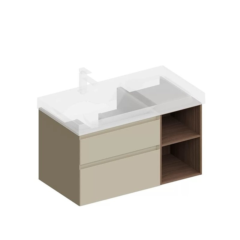Мебель для ванной комнаты KERAMA MARAZZI Cubo 90, левая подвесная, лимо матовая, структурированный орех