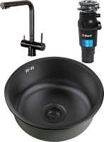 Комплект Мойка Zorg Inox PVD + Смеситель Inox SZR-7039 GRAFIT графит + Измельчитель Bort Titan 7000