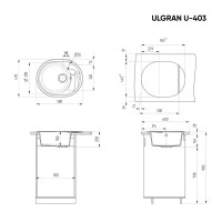 Мойка кухонная Ulgran U-403 -310 серая