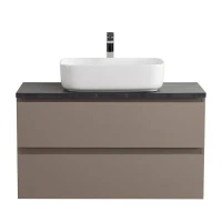 Тумба под раковину со столешницей BelBagno Kraft 100 подвесная, матовая бежевая, столешница kep-100-mno
