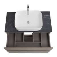 Тумба под раковину со столешницей BelBagno Kraft 100 подвесная, матовая бежевая, столешница kep-100-mno