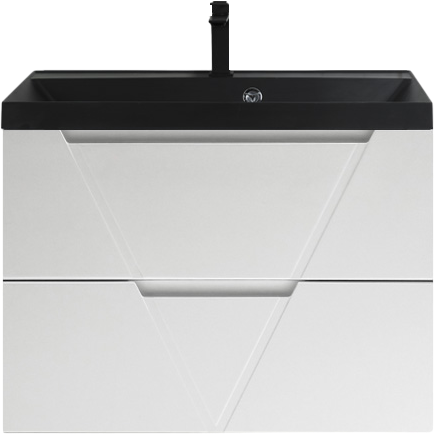 Тумба с раковиной BelBagno Vittoria 80 подвесная, bianco opaco, черная матовая раковина