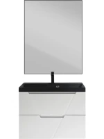 Тумба с раковиной BelBagno Vittoria 80 подвесная, bianco opaco, черная матовая раковина