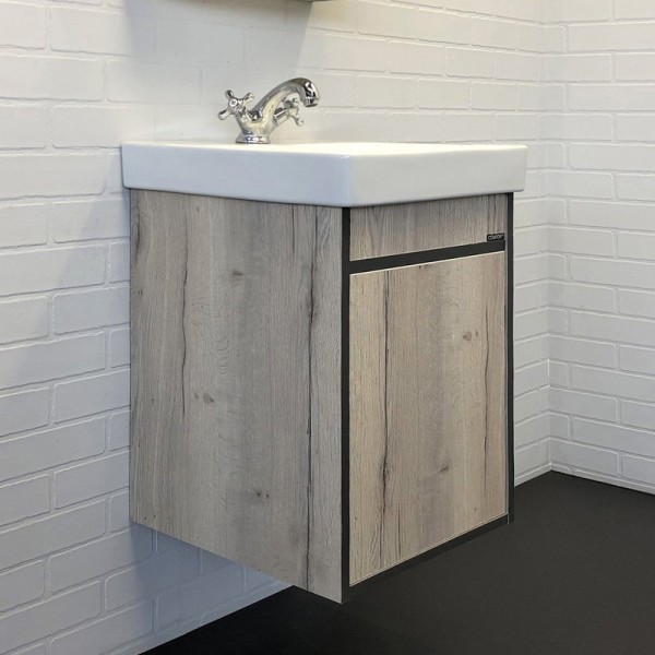 Тумба с раковиной Comforty Вена 45 подвесная, дуб дымчатый