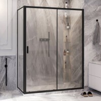 Душевой уголок Ambassador Forsa 17021220AB-120AB 140х120 см, профиль черный, стекло прозрачное