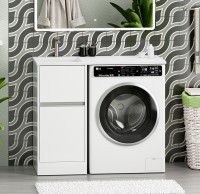 Тумба с раковиной Misty Ингрид 40 напольная, под стиральную машину, белая, левая