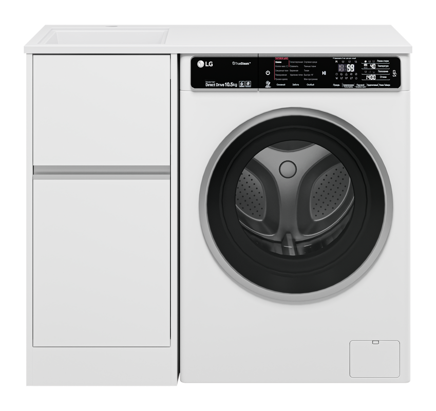 Тумба с раковиной Misty Ингрид 40 напольная, под стиральную машину, белая, левая