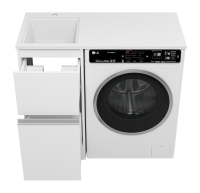 Тумба с раковиной Misty Ингрид 40 напольная, под стиральную машину, белая, левая