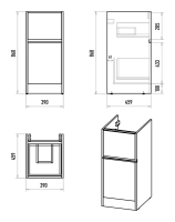 Тумба с раковиной Misty Ингрид 40 напольная, под стиральную машину, белая, левая