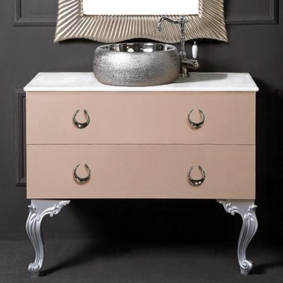 Тумба с раковиной Armadi Art NeoArt 100 капучино с ручками Drop хром, с ножками