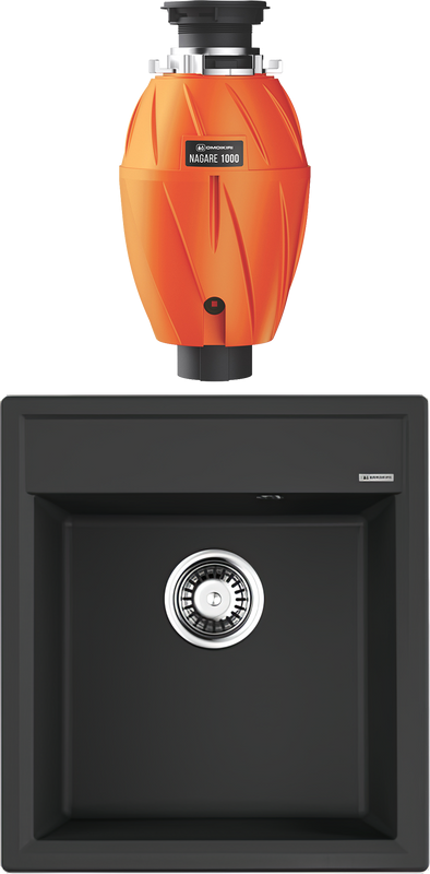 Комплект Мойка Omoikiri Daisen 46-BL черная + Измельчитель Nagare 1000