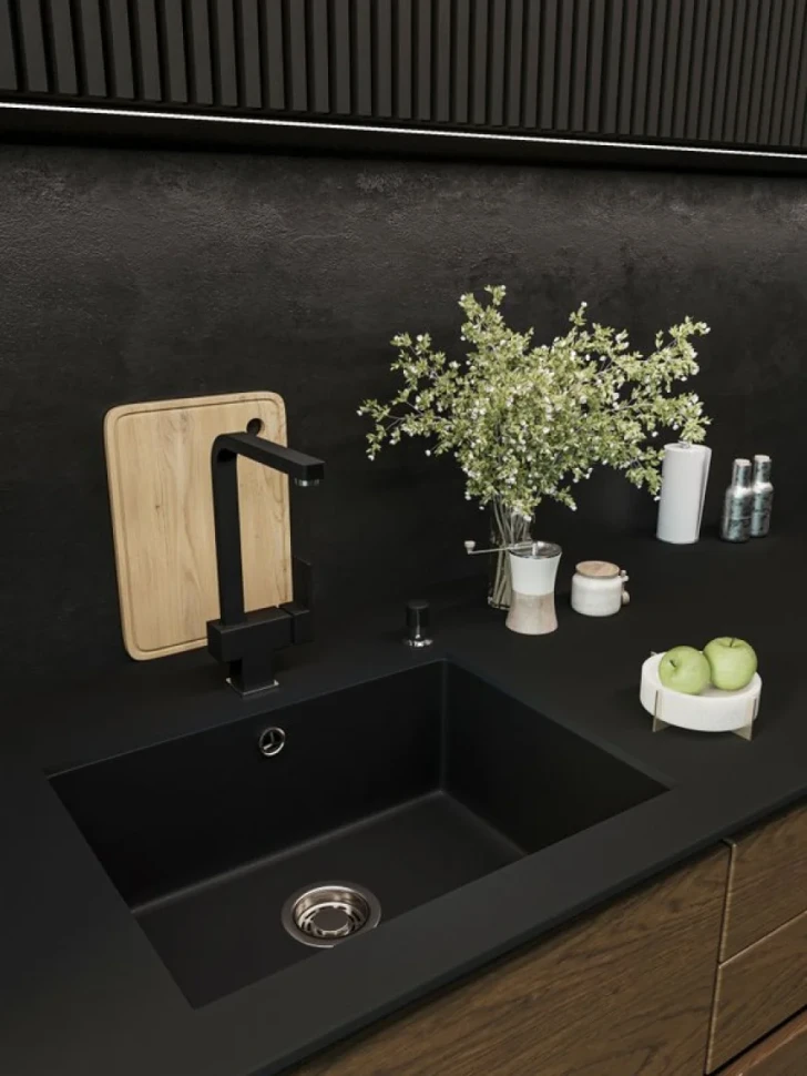 Мойка кухонная Emar Quartz EMQ-1555.P Оникс