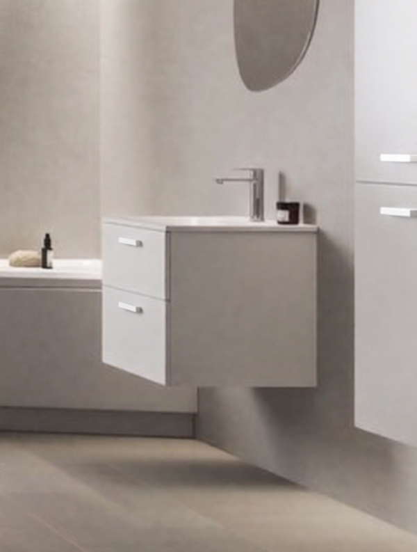 Тумба под раковину без столешницы Ravak Chrome II SD 80 глянцевая белая, ручки белые 152 мм