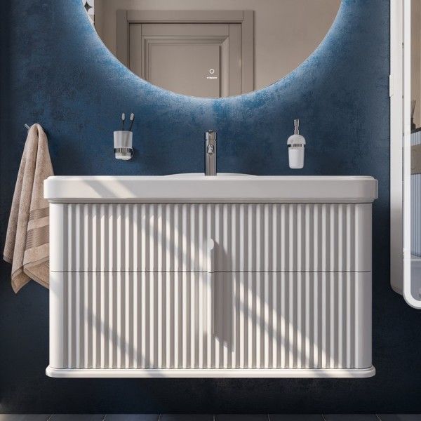 Тумба с раковиной STWORKI Молде 95 белая, с сифоном