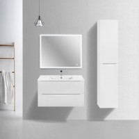 Тумба с раковиной Vincea Mia Slim 90, 2 ящика, белая глянцевая