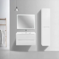Тумба с раковиной Vincea Mia Slim 90, 2 ящика, белая глянцевая