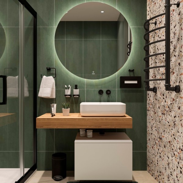 Мебель для ванной комнаты STWORKI Ольборг 100 столешница дуб французский, без отверстий, с тумбой 60, с раковиной STWORKI Soul 1 белой