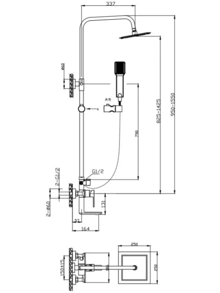 Душевая стойка BelBagno Romano VSCM-CRM
