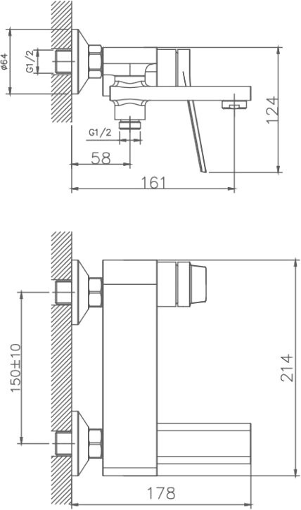 Смеситель для ванны с душем Haiba HB60572