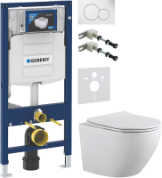 Комплект Унитаз подвесной Aquanet Cetus 2.0 W rimless + Крепления Geberit Duofix 111.815.00.1 к стене + Звукоизоляция + Инсталляция UP 320 111.300.00.5 + Кнопка Sigma 01 115.770.11.5 белая