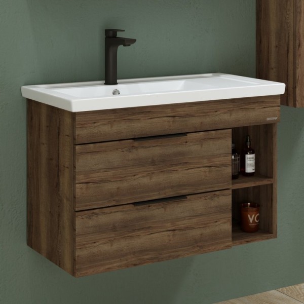 Тумба с раковиной Grossman Форта 80 темный дуб