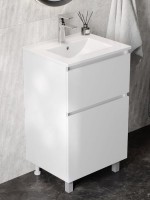 Тумба с раковиной Teymi Laina 50 напольная, матовая белая