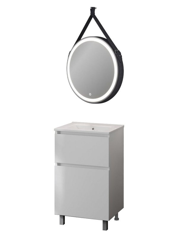 Тумба с раковиной Teymi Laina 50 напольная, матовая белая