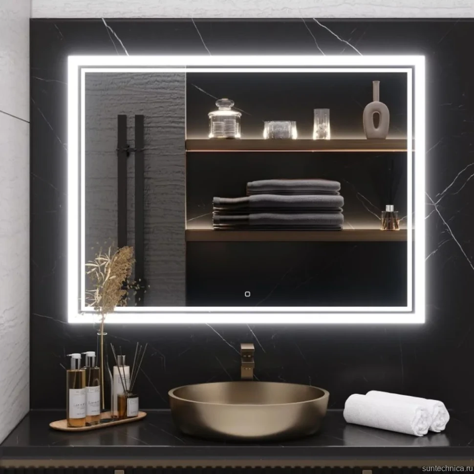 Зеркало Emmy Аврора 250698 120х80, белое, с LED-подсветкой