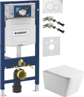 Комплект Унитаз подвесной Vincea Q-Line VT1-12 белый + Крепления Geberit Duofix 111.815.00.1 к стене + Звукоизоляция + Инсталляция UP 320 111.300.00.5 + Кнопка Sigma 01 115.770.11.5 белая