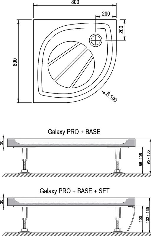 Поддон для душа Ravak Galaxy Pro Elipso Pro-80 с сифоном