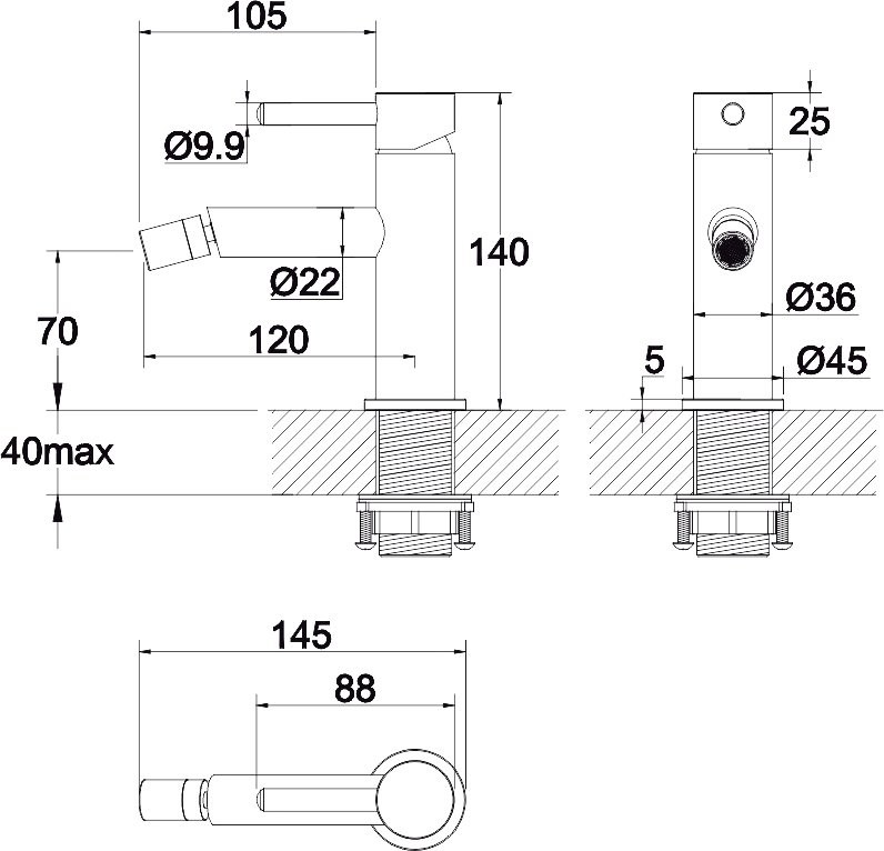 Смеситель для биде WHITECROSS Y Y1220NIB брашированный никель