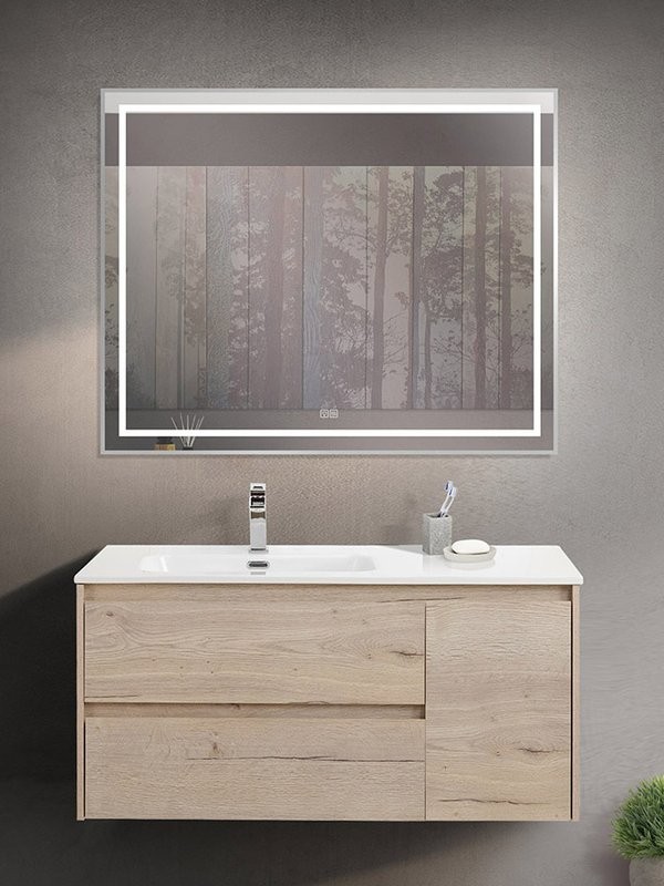 Тумба с раковиной BelBagno Kraft L, 100 2 ящика, дверца, rovere galifax bianco
