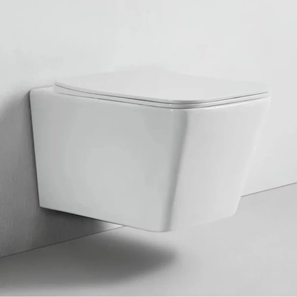 Комплект Унитаз подвесной BOND Cube F04-10 безободковый, с микролифтом, белый + Инсталляция Geberit Duofix Delta 458.149.21.1 с кнопкой смыва, хром + Звукоизоляция