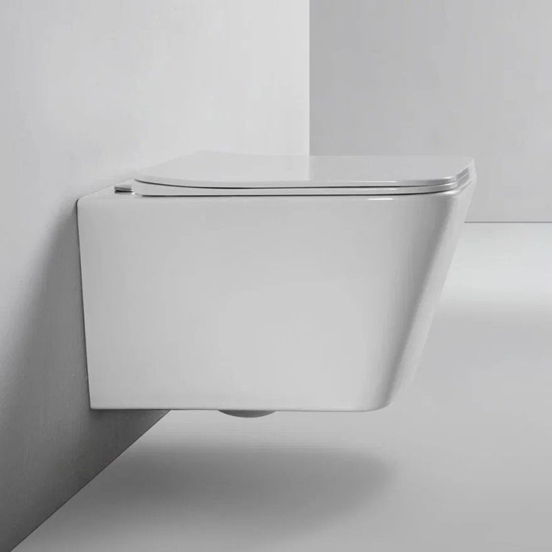 Комплект Унитаз подвесной BOND Cube F04-10 безободковый, с микролифтом, белый + Инсталляция Geberit Duofix Delta 458.149.21.1 с кнопкой смыва, хром + Звукоизоляция