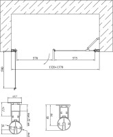 Душевая дверь в нишу Vegas Glass EP-F-2 135 07 01 L профиль матовый хром, стекло прозрачное