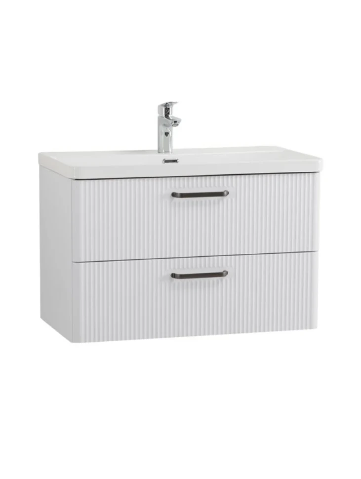 Мебель для ванной комнаты BelBagno Due 80 ручки матовый темный никель, bianco lucido
