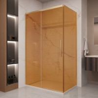 Душевой уголок Vincea Stella VSR-1ST9012GSG 120x90 см, профиль брашированное золото, стекло янтарь