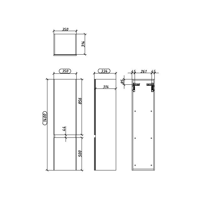 Шкаф-пенал для ванной Caprigo Forte 35 R океания