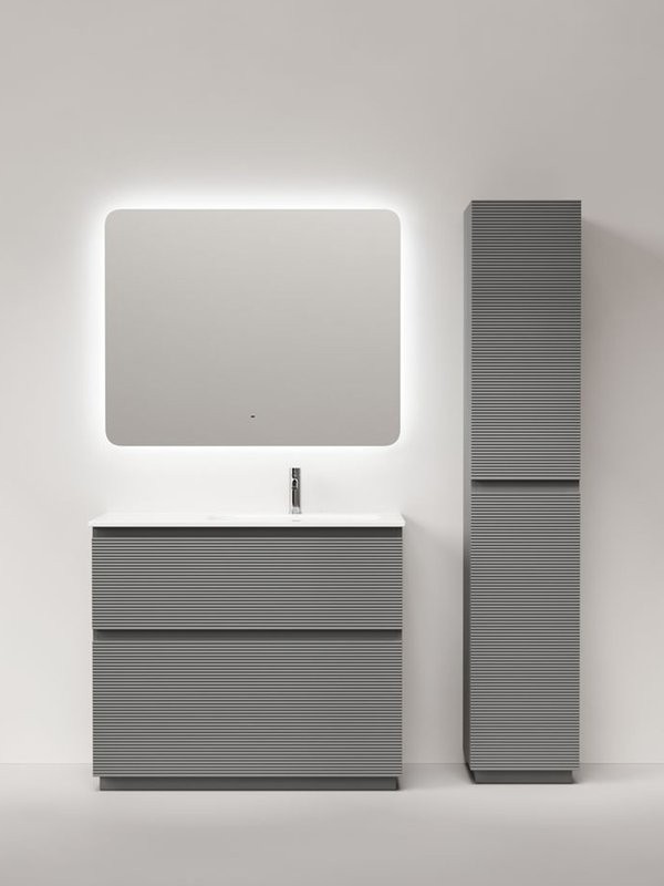 Мебель для ванной комнаты Sancos Folk Floor 100 правая напольная, ergraut soft, раковина CN7015