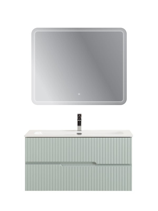 Мебель для ванной комнаты Cezares Duet-n 100 подвесная, 2 ящика, жемчужная зеленая