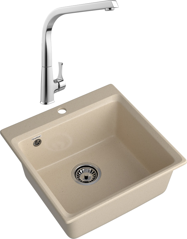 Комплект Мойка GranFest Level LV-510 кашемир + Смеситель MEGA Mega