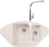 Комплект Мойка GranFest Quarz Z 14 белая + Смеситель MEGA Mega