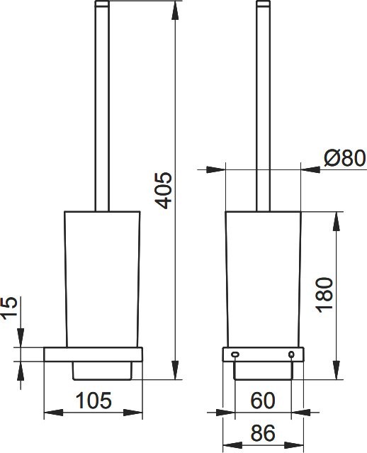 Набор Держатель Keuco Edition 11 11162050000 никель шлифованный + Ершик 11164059000 никель шлифованный